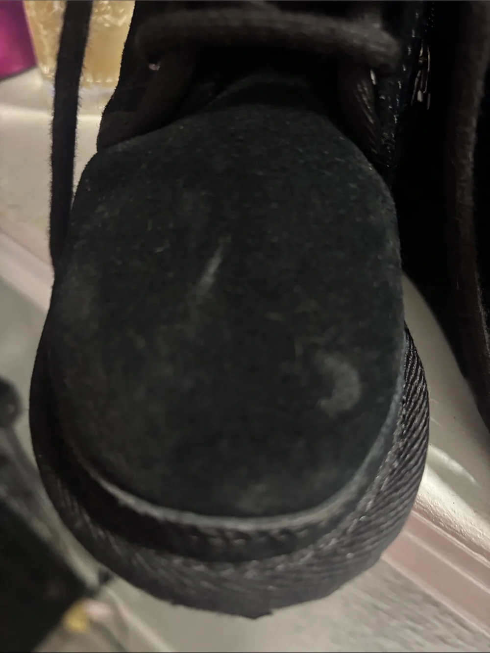 UGG Kids Black Suede Lace-Up Ankle Boots
